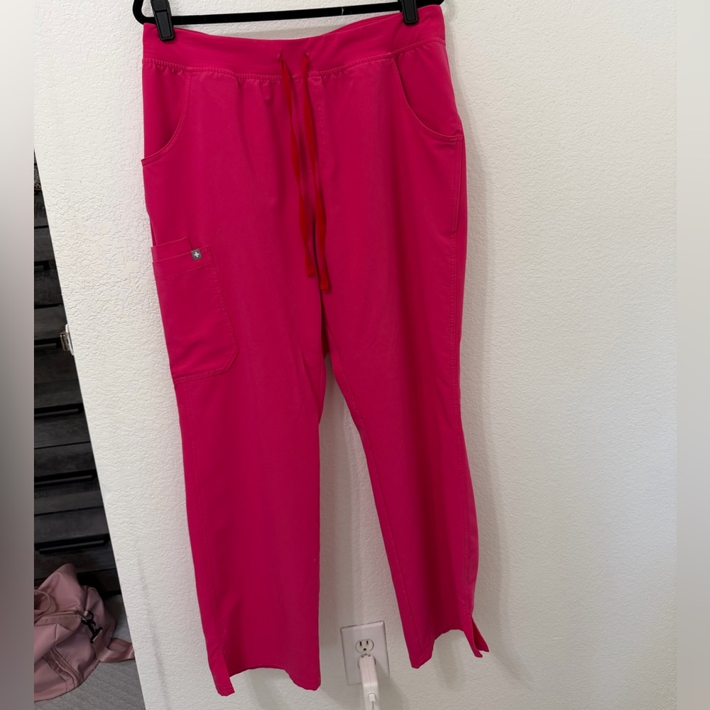 Figs shocking pink kade cargo scrub pants